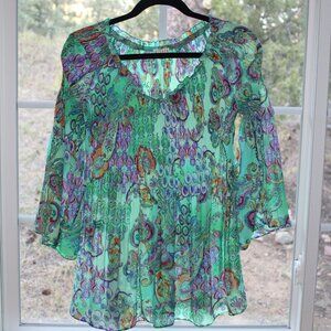 🎉2xHP🎉 Spense Boho Light & Sheer Paisley Top